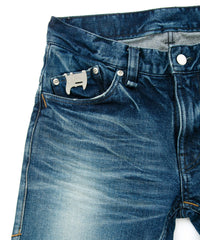 12.5oz オーガニックコットン ストレッチデニム TIGHT JOE タイトストレート ユーズド加工 - INDIGO