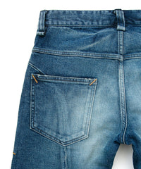 12.5oz オーガニックコットン ストレッチデニム TIGHT JOE タイトストレート ユーズド加工 - INDIGO