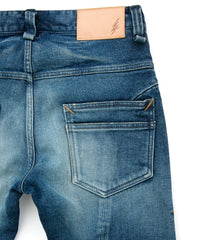 12.5oz オーガニックコットン ストレッチデニム TIGHT JOE タイトストレート ユーズド加工 - INDIGO