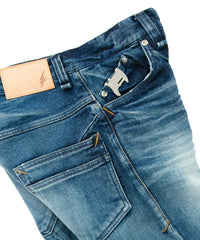 12.5oz オーガニックコットン ストレッチデニム TIGHT JOE タイトストレート ユーズド加工 - INDIGO