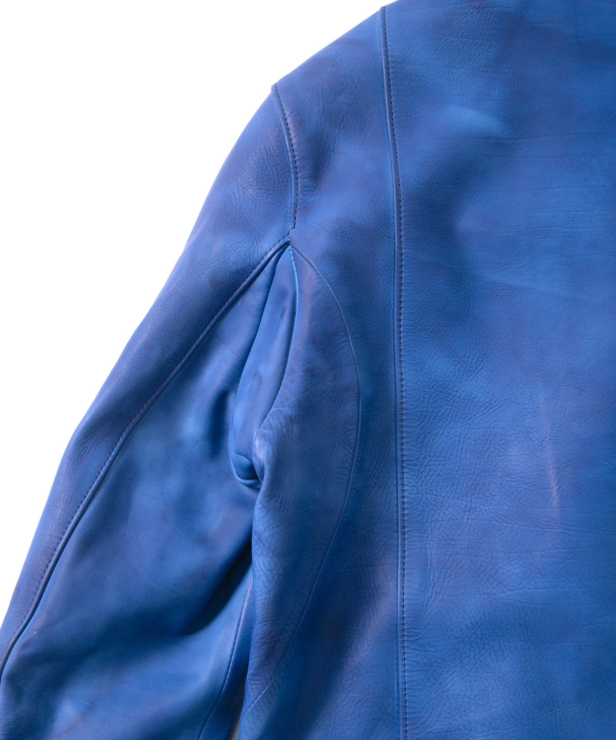フルタンニン鞣し ジャパンカーフスキン Burning dyed - 燃焼製品染め SPEEDER ダブルライダースジャケット - ROYAL BLUE