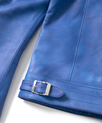 フルタンニン鞣し ジャパンカーフスキン Burning dyed - 燃焼製品染め SPEEDER ダブルライダースジャケット - ROYAL BLUE