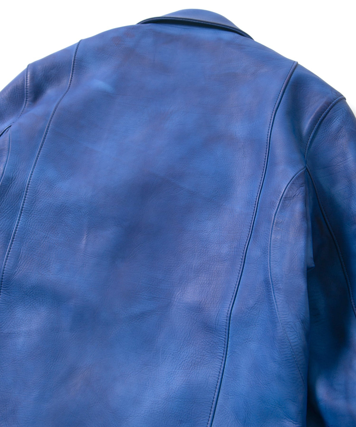 フルタンニン鞣し ジャパンカーフスキン Burning dyed - 燃焼製品染め SPEEDER ダブルライダースジャケット - ROYAL BLUE