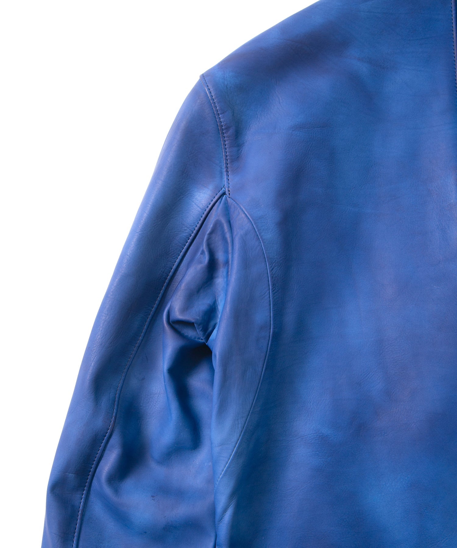 Load image into Gallery viewer, Vegetable Full tanning Calfskin Garment Burning Dyed RAVEN Double Riders Jacket - ROYAL BLUE