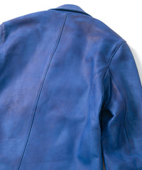 画像をギャラリービューアに読み込む, フルタンニン鞣し ジャパンカーフスキン Burning dyed - 製品燃焼染め RAVEN ダブルライダースジャケット - ROYAL BLUE