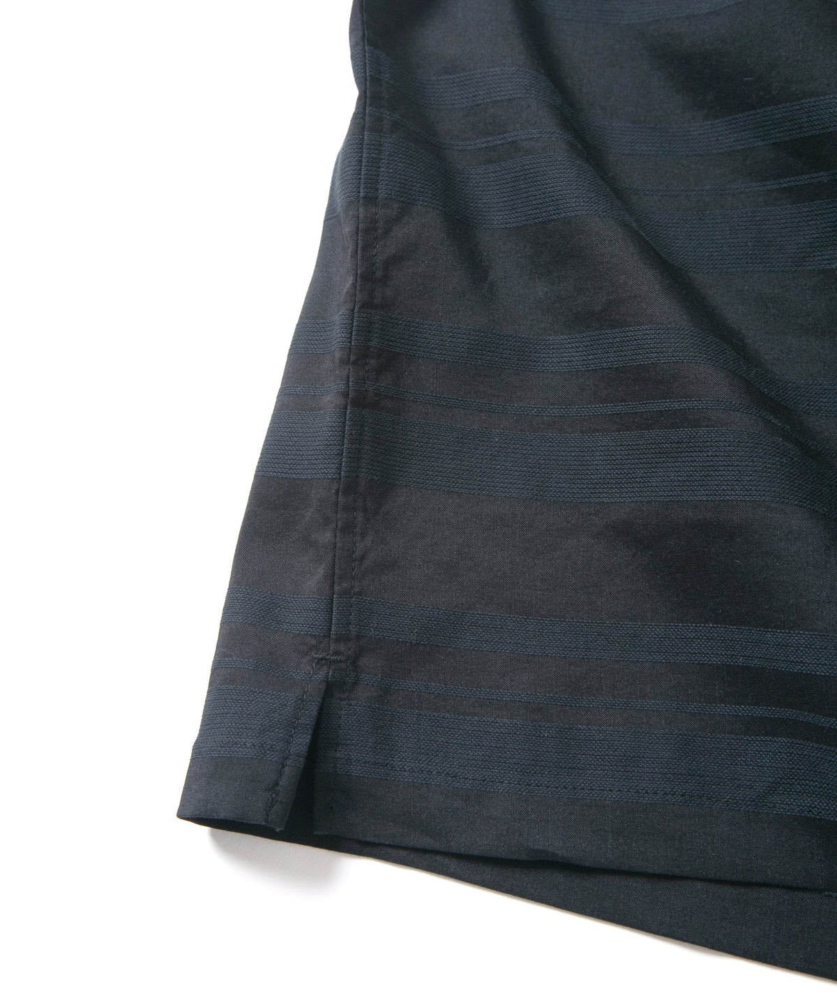 Rayon Cotton Ramie Stripe Cloth Open Collar Shirt - BLACK