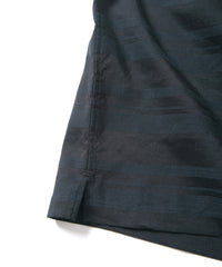 Rayon Cotton Ramie Stripe Cloth Open Collar Shirt - BLACK