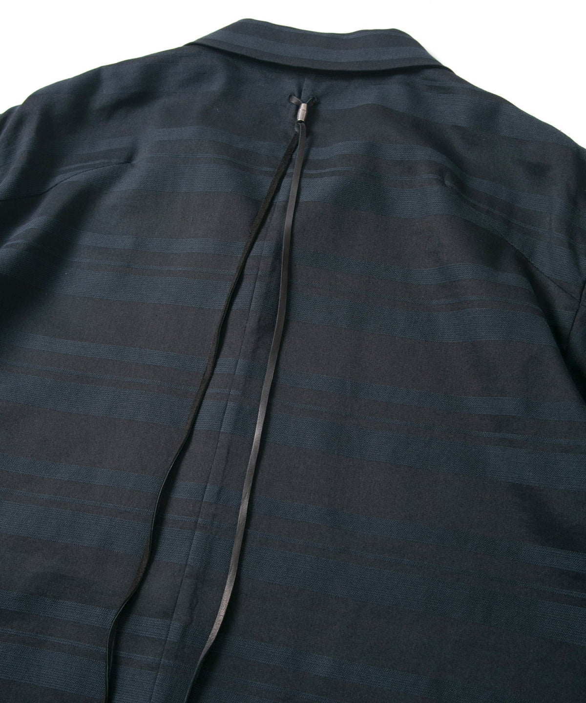 Rayon Cotton Ramie Stripe Cloth Open Collar Shirt - BLACK