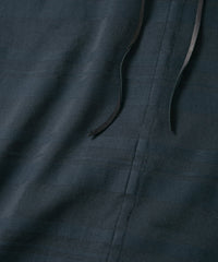 Rayon Cotton Ramie Stripe Cloth Open Collar Shirt - BLACK