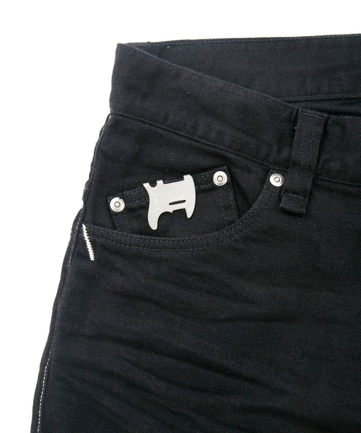 11oz オーガニックコットン ストレッチデニム TIGHT JOE タイトストレート ワンウォッシュ - BLACK