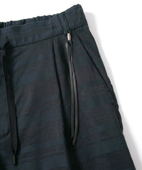 レーヨン コットンラミー ストライプ ショーツ - BLACK