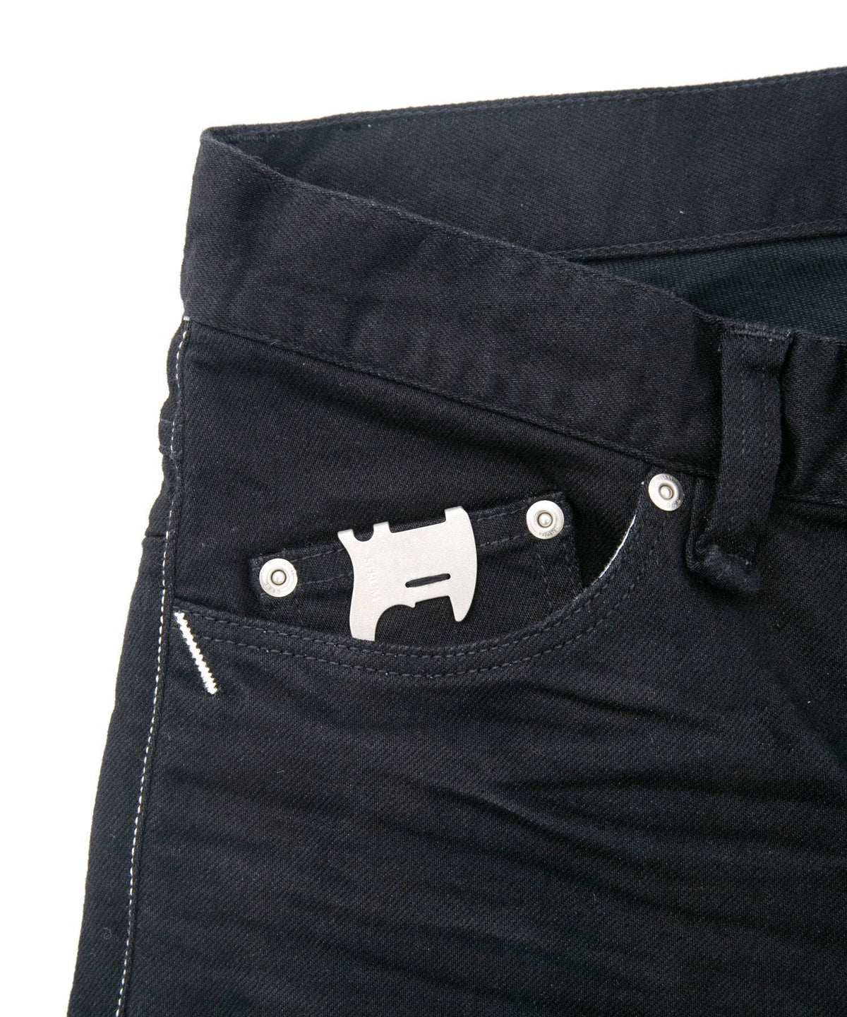 11oz オーガニックコットン ストレッチデニム SKINNY JOHN スキニー ワンウォッシュ - BLACK