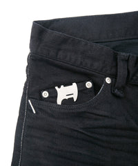 11oz オーガニックコットン ストレッチデニム SKINNY JOHN スキニー ワンウォッシュ - BLACK