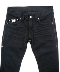 11oz オーガニックコットン ストレッチデニム SKINNY JOHN スキニー ワンウォッシュ - BLACK