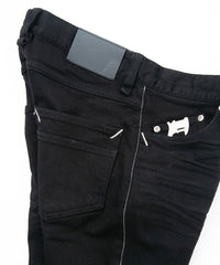 11oz オーガニックコットン ストレッチデニム SKINNY JOHN スキニー ワンウォッシュ - BLACK