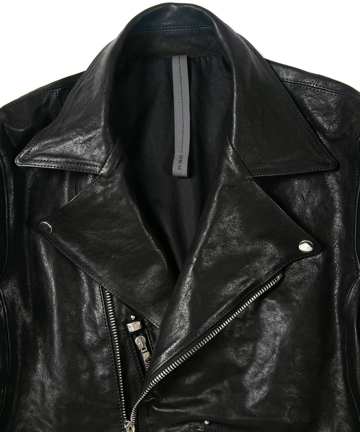 Full tanning pit-tanned shrink-wrapped horsehide HI-FLYER double riders jacket - BLACK