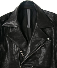 Full tanning pit-tanned shrink-wrapped horsehide HI-FLYER double riders jacket - BLACK