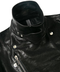 Full tanning pit-tanned shrink-wrapped horsehide HI-FLYER double riders jacket - BLACK