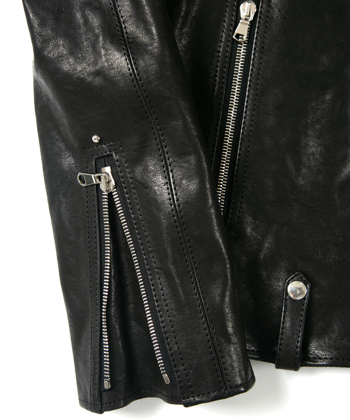 Full tanning pit-tanned shrink-wrapped horsehide HI-FLYER double riders jacket - BLACK