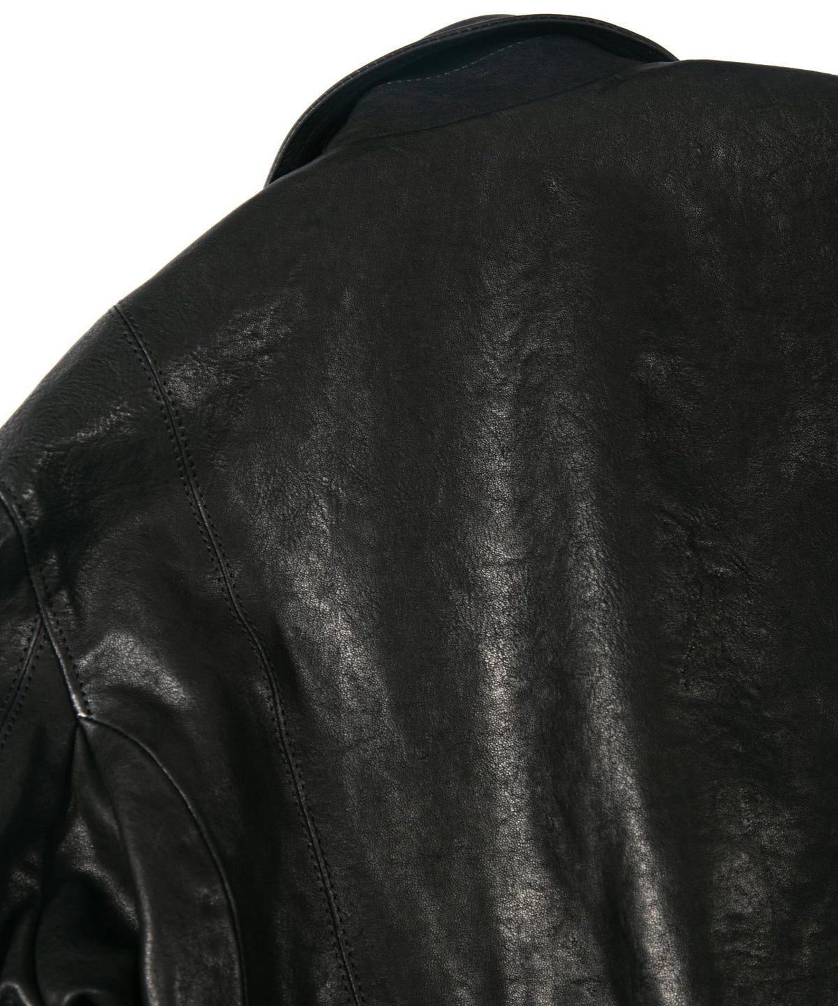 Full tanning pit-tanned shrink-wrapped horsehide HI-FLYER double riders jacket - BLACK