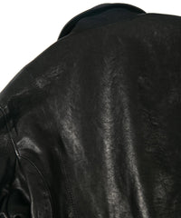 Full tanning pit-tanned shrink-wrapped horsehide HI-FLYER double riders jacket - BLACK