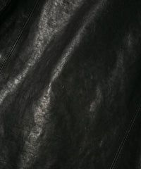 Full tanning pit-tanned shrink-wrapped horsehide HI-FLYER double riders jacket - BLACK