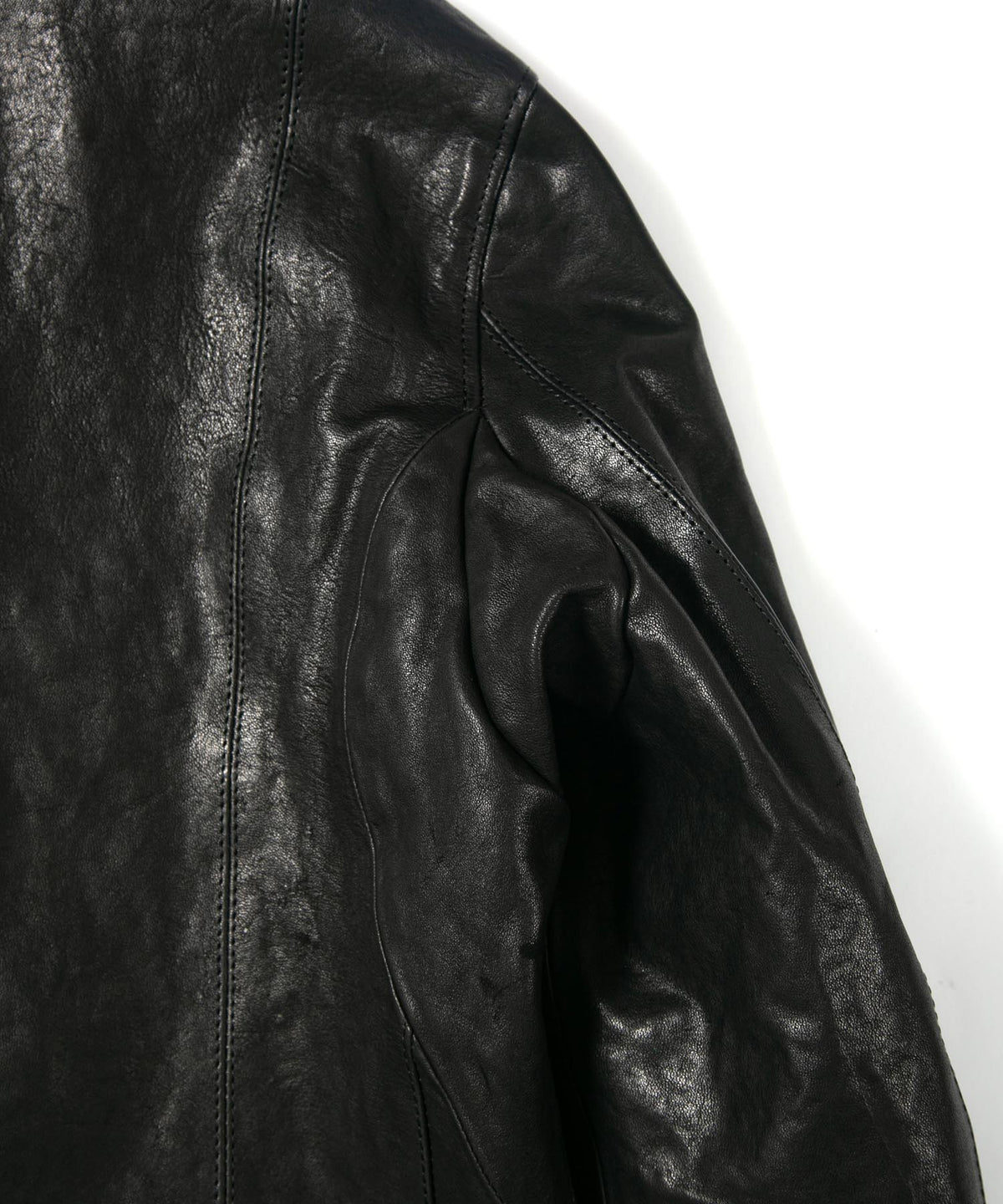 Full tanning pit-tanned shrink-wrapped horsehide HI-FLYER double riders jacket - BLACK