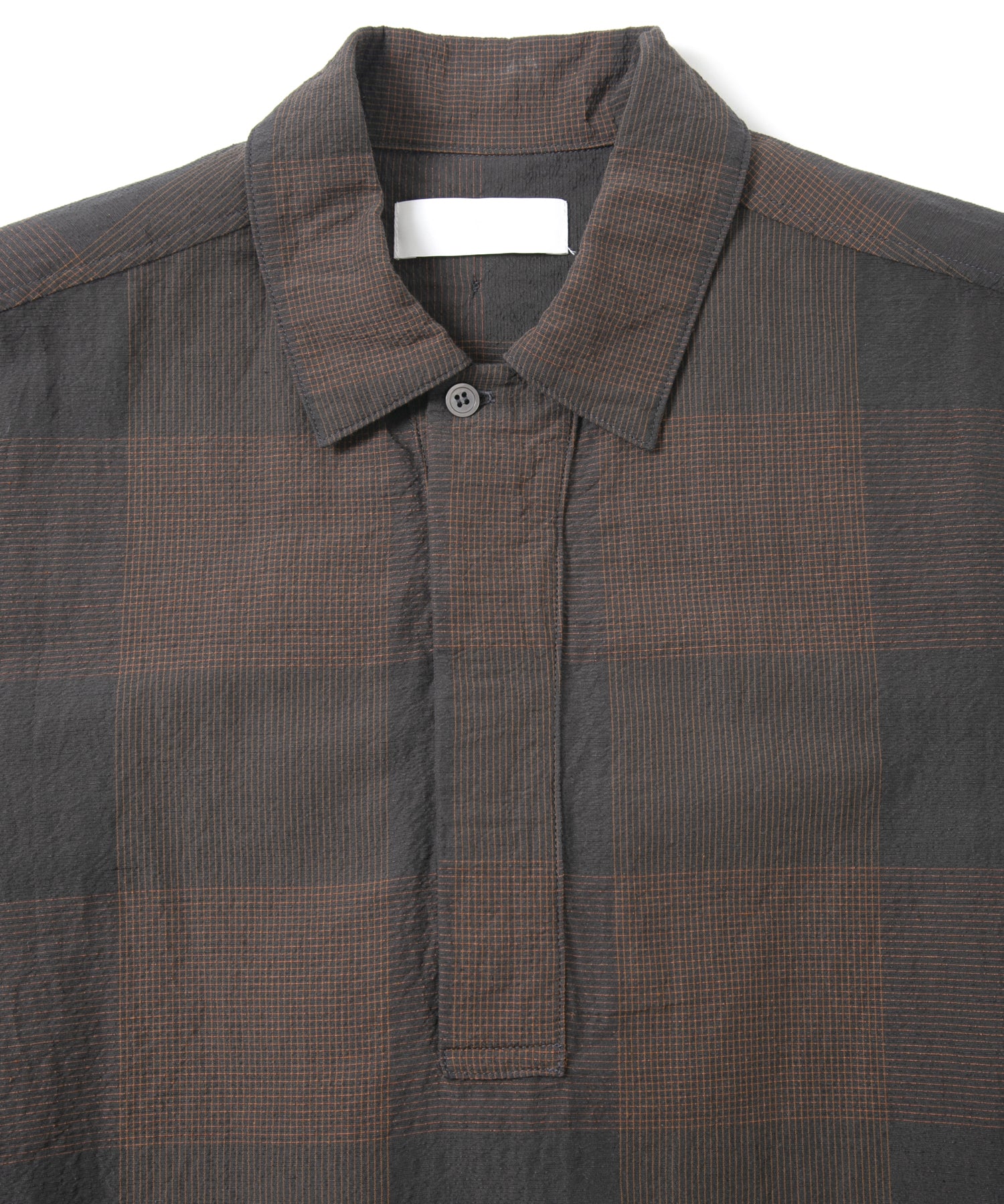 Load image into Gallery viewer, ∀ [Turn A] Cotton×Linen Code Check LD Washer Plain Weave Fabric H/S Pullover Shirt - BROWN CHECK