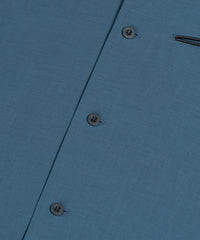 ポリエステル ストレッチ ツイル 半袖 ボーリングシャツ  - BLUE GREEN