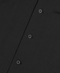 ポリエステル ストレッチ ツイル 半袖 ボーリングシャツ  - BLACK