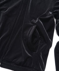 ストレッチ トリコット ベロア トラックジャケット - BLACK