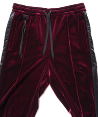 ストレッチ トリコット ベロア ワイド トラックパンツ - WINE