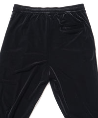 ストレッチ トリコット ベロア ワイド トラックパンツ - BLACK