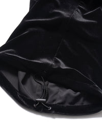 ストレッチ トリコット ベロア ワイド トラックパンツ - BLACK