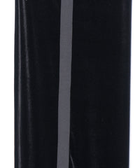 ストレッチ トリコット ベロア ワイド トラックパンツ - BLACK