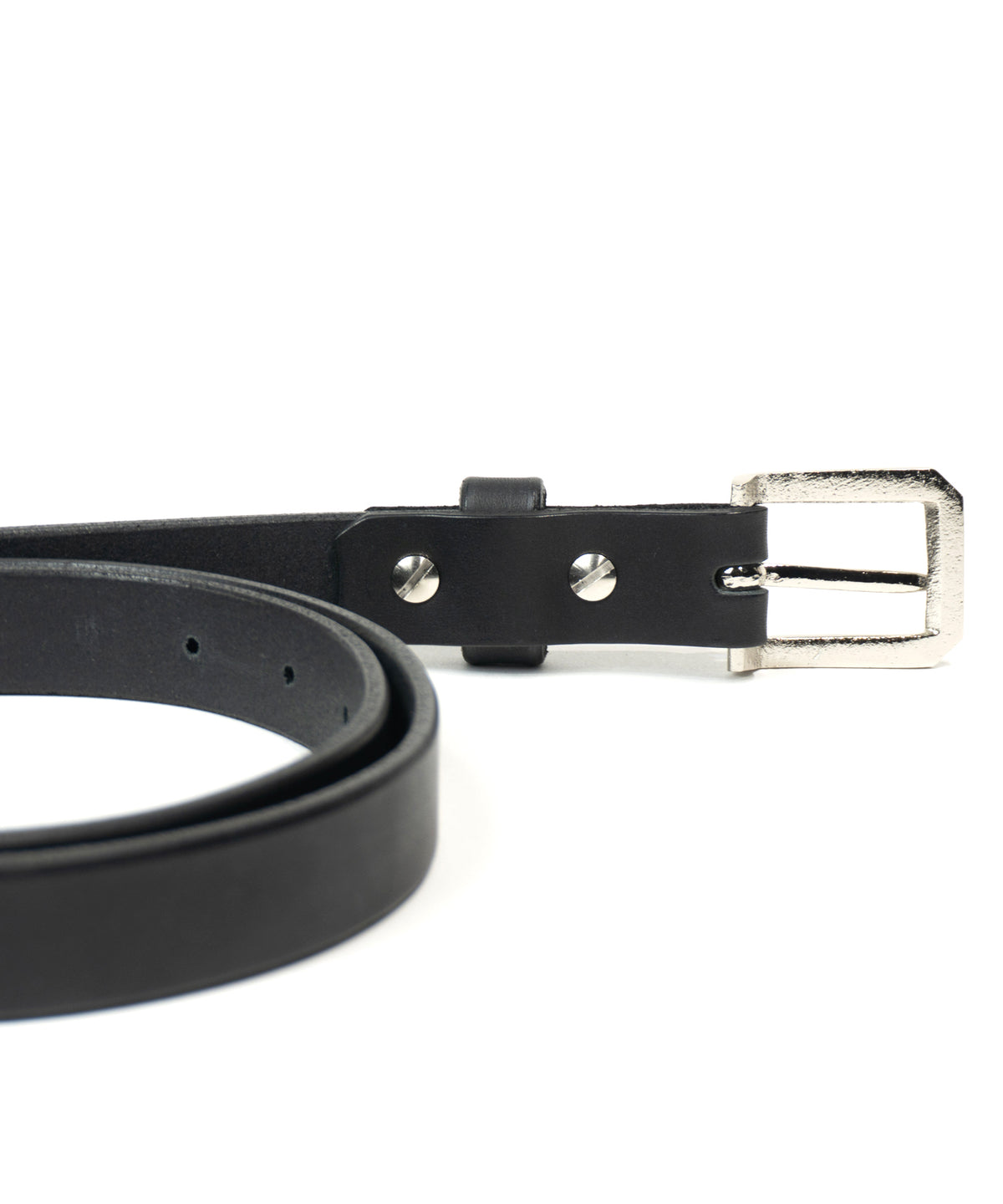 フルタンニンピット鞣し ステアハイド ベンズ ナローベルト - BLACK