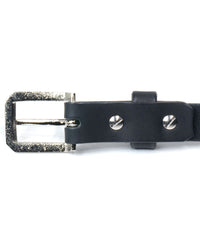 フルタンニンピット鞣し ステアハイド ベンズ ナローベルト - BLACK