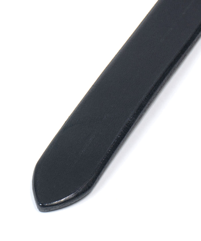 フルタンニンピット鞣し ステアハイド ベンズ ナローベルト - BLACK
