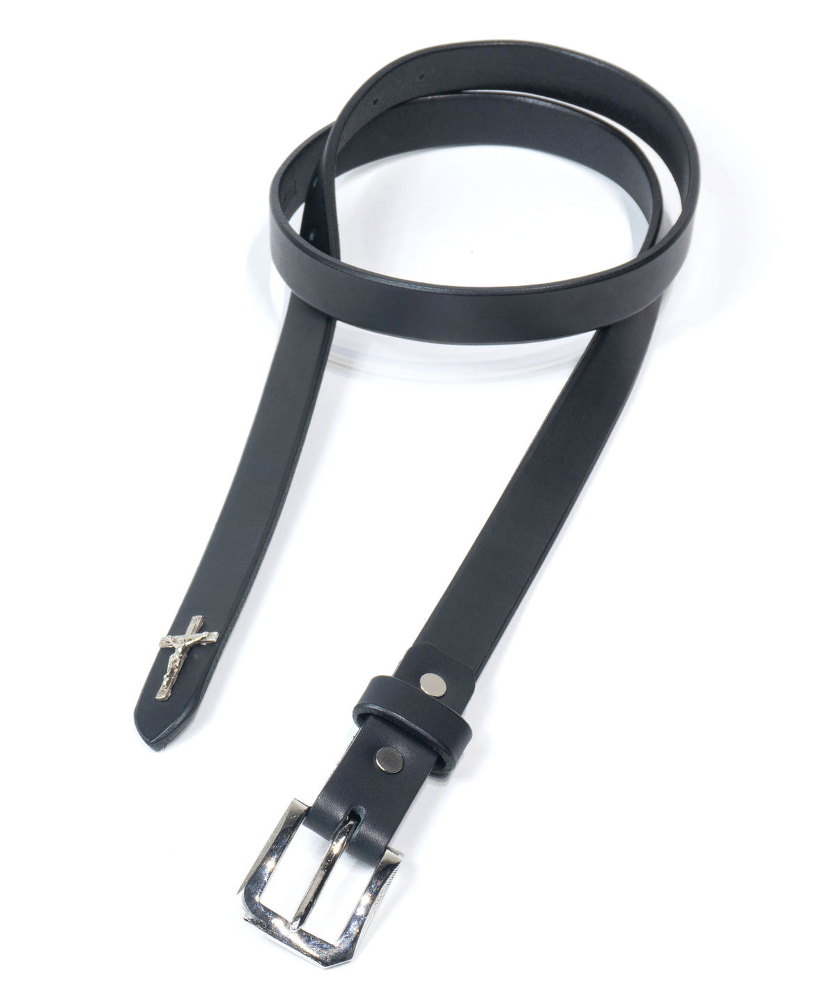 フルタンニンピット鞣し ステアハイド ベンズ クロスカスタム ナローベルト - BLACK