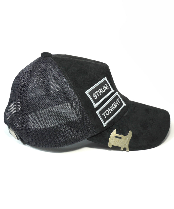 LEATHER MESH CAP with Visor parts - BLACK