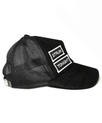 LEATHER MESH CAP - BLACK