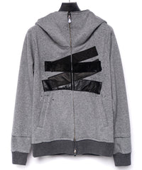 Load image into Gallery viewer, Zip-up Patchwork Hoodie - GRAY