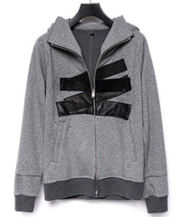 Load image into Gallery viewer, Zip-up Patchwork Hoodie - GRAY