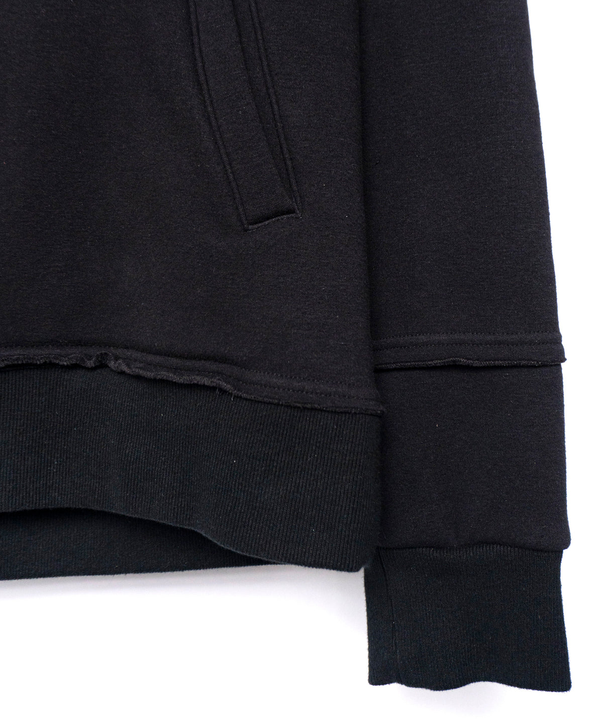 【直営限定】ジップアップ パッチワークフーディー - BLACK