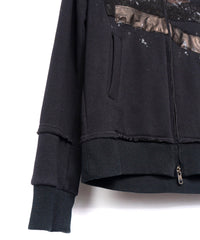 Load image into Gallery viewer, Zip-up Patchwork Hoodie - BLACK