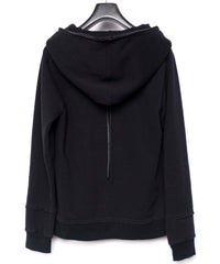 【直営限定】ジップアップ パッチワークフーディー - BLACK