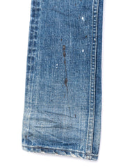 Leather Patchwork Denim Pants - INDIGO