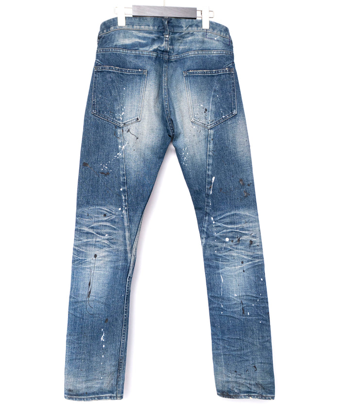 【直営限定】レザーパッチワーク デニムパンツ - INDIGO