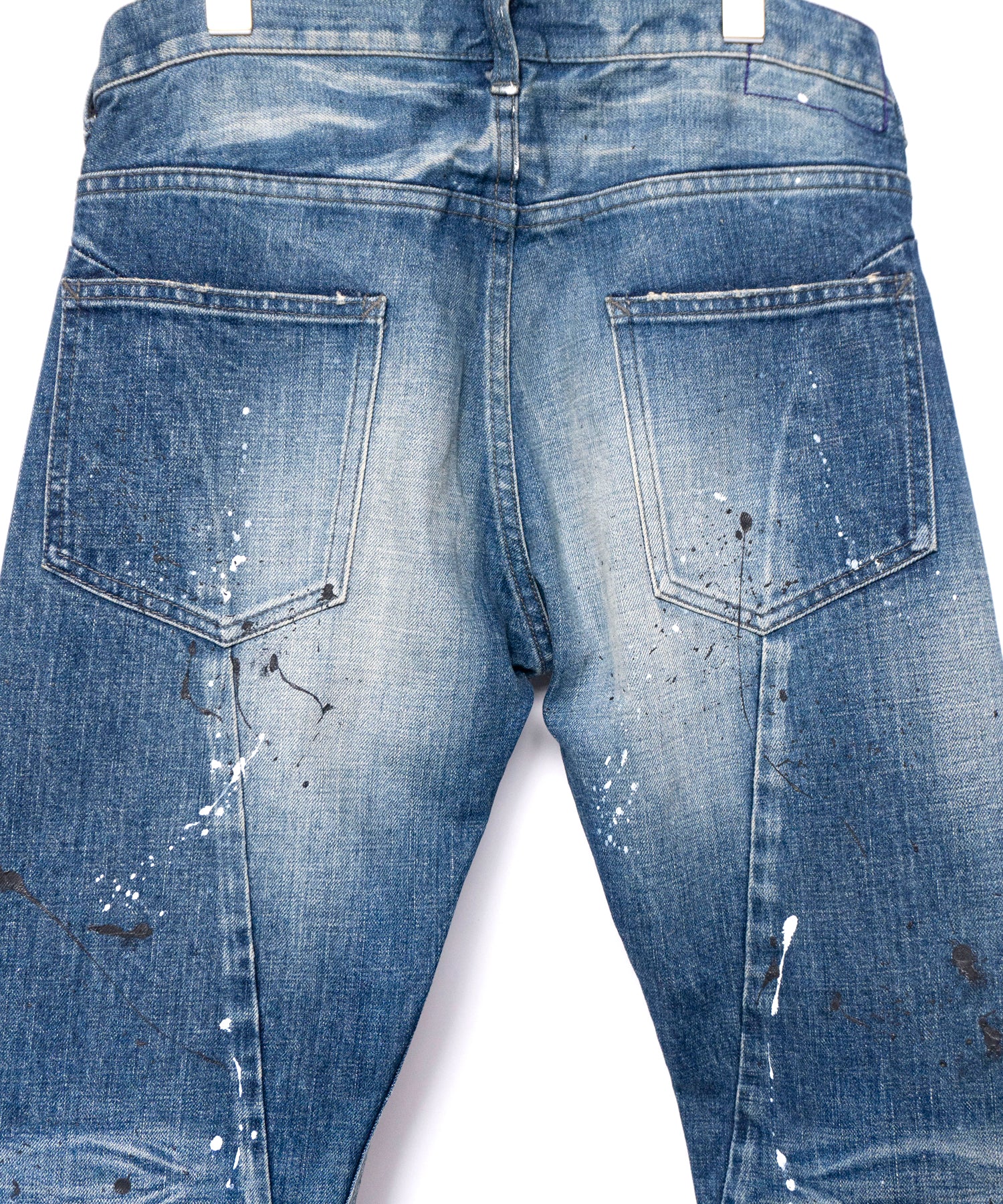 直営限定】レザーパッチワーク デニムパンツ - INDIGO – STRUM OFFICIAL
