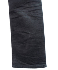 Leather Patchwork Denim Pants - BLACK
